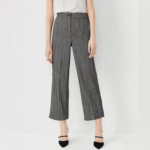 NWOT Ann Taylor The Petite High Waist Wide Leg Crop Pant in Herringbone, 8P
